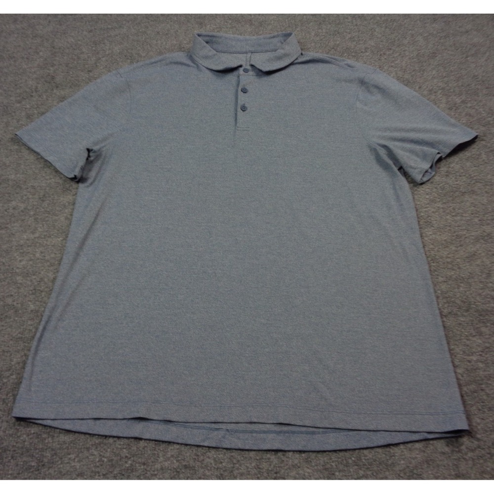 Lululemon Polo Shirt Men 2XL Blue Evolution Short Sleeve Button Down